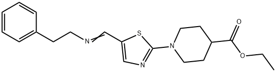 ETHYL 1-(5-[(PHENETHYLIMINO)METHYL]-1,3-THIAZOL-2-YL)-4-PIPERIDINECARBOXYLATE 结构式