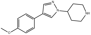 4-[4-(4-甲氧基苯基)-1H-吡唑-1-基]哌啶 结构式