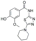 4-HYDROXY-3-METHOXY-N-(5-PIPERIDIN-1-YL-1,3,4-THIADIAZOL-2-YL)BENZAMIDE 结构式
