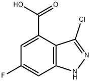 3-Chloro-6-fluoro-4-indazolecarboxylic acid 结构式