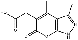 (3,4-DIMETHYL-6-OXO-1,6-DIHYDRO-PYRANO[2,3-C]-PYRAZOL-5-YL)-ACETIC ACID 结构式