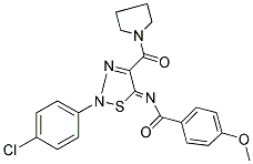 N-[(5Z)-2-(4-CHLOROPHENYL)-4-(PYRROLIDIN-1-YLCARBONYL)-1,2,3-THIADIAZOL-5(2H)-YLIDENE]-4-METHOXYBENZAMIDE 结构式