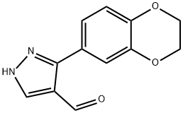 3-(2,3-二氢苯并[B][1,4]二噁英-6-基)-1H-吡唑-4-甲醛 结构式