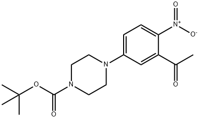 TERT-BUTYL 4-(3-ACETYL-4-NITROPHENYL)TETRAHYDRO-1(2H)-PYRAZINECARBOXYLATE 结构式