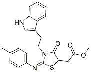 METHYL 2-{3-[2-(1H-INDOL-3-YL)ETHYL]-2-[(4-METHYLPHENYL)IMINO]-4-OXO-1,3-THIAZOLIDIN-5-YL}ACETATE 结构式