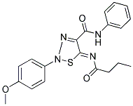 (5Z)-5-(BUTYRYLIMINO)-2-(4-METHOXYPHENYL)-N-PHENYL-2,5-DIHYDRO-1,2,3-THIADIAZOLE-4-CARBOXAMIDE 结构式