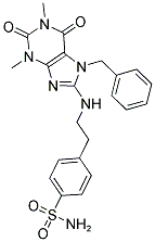 4-{2-[(7-BENZYL-1,3-DIMETHYL-2,6-DIOXO-2,3,6,7-TETRAHYDRO-1H-PURIN-8-YL)AMINO]ETHYL}BENZENESULFONAMIDE 结构式