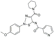 N-[(5Z)-2-(4-METHOXYPHENYL)-4-(PIPERIDIN-1-YLCARBONYL)-1,2,3-THIADIAZOL-5(2H)-YLIDENE]NICOTINAMIDE 结构式