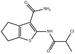 2-(2-氯丙酰胺基)-4H,5H,6H-环戊二烯[B]噻吩-3-甲酰胺 结构式