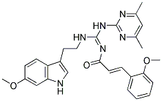 N-(4,6-DIMETHYL-2-PYRIMIDINYL)-N'-[2-(6-METHOXY-1H-INDOL-3-YL)ETHYL]-N'-[(E)-3-(2-METHOXYPHENYL)-2-PROPENOYL]GUANIDINE 结构式
