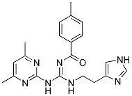 (E)-N-((2-(1H-IMIDAZOL-4-YL)ETHYLAMINO)(4,6-DIMETHYLPYRIMIDIN-2-YLAMINO)METHYLENE)-4-METHYLBENZAMIDE 结构式