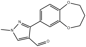 3-(3,4-二氢-2H-1,5-苯并二噁英-7-基)-1-甲基-1H-吡唑-4-甲醛 结构式