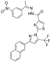 (Z)-2-(3-(NAPHTHALEN-2-YL)-5-(TRIFLUOROMETHYL)-1H-PYRAZOL-1-YL)-N'-(1-(3-NITROPHENYL)ETHYLIDENE)THIAZOLE-4-CARBOHYDRAZIDE 结构式