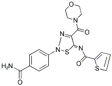 N-[(5Z)-2-[4-(AMINOCARBONYL)PHENYL]-4-(MORPHOLIN-4-YLCARBONYL)-1,2,3-THIADIAZOL-5(2H)-YLIDENE]THIOPHENE-2-CARBOXAMIDE 结构式