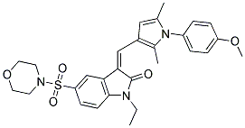 (Z)-1-ETHYL-3-((1-(4-METHOXYPHENYL)-2,5-DIMETHYL-1H-PYRROL-3-YL)METHYLENE)-5-(MORPHOLINOSULFONYL)INDOLIN-2-ONE 结构式