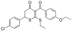 2-(4-CHLOROPHENYL)-5-(4-ETHOXYBENZOYL)-6-ETHYLSULFANYL-2,3-DIHYDROTHIOPYRAN-4-ONE 结构式