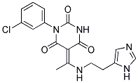 (5E)-1-(3-CHLOROPHENYL)-5-(1-{[2-(1H-IMIDAZOL-5-YL)ETHYL]AMINO}ETHYLIDENE)PYRIMIDINE-2,4,6(1H,3H,5H)-TRIONE 结构式