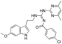 N'-(4-Chlorobenzoyl)-N-(4,6-dimethyl-2-pyrimidinyl)-N'-[2-(6-methoxy-1H-indol-3-yl)ethyl]guanidine 结构式