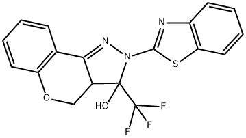 2-(1,3-Benzothiazol-2-yl)-3-(trifluoromethyl)-2,3,3a,4-tetrahydrochromeno[4,3-c]pyrazol-3-ol 结构式