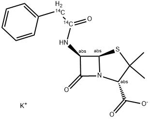 Benzylpenicillin potassium, [acetamido-1,2-14C]- 结构式