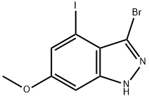 4-Iodo-6-methoxy-3-bromo(1H)indazole 结构式
