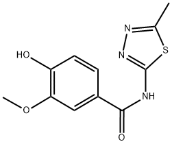4-HYDROXY-3-METHOXY-N-(5-METHYL-1,3,4-THIADIAZOL-2-YL)BENZAMIDE 结构式