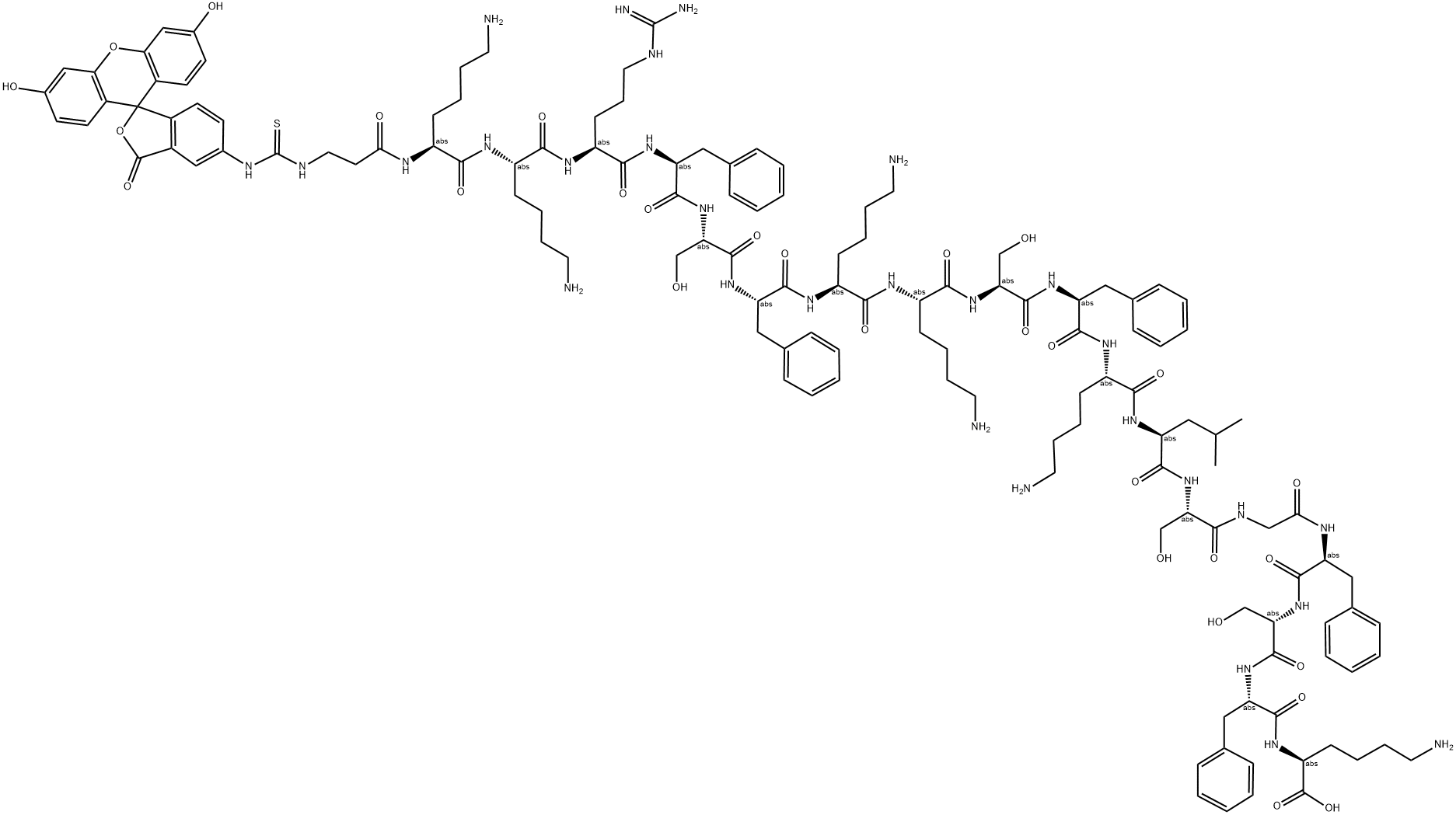 FITC-(B-ALA)KKRFSFKKSFKLSGFSFK-OH 结构式