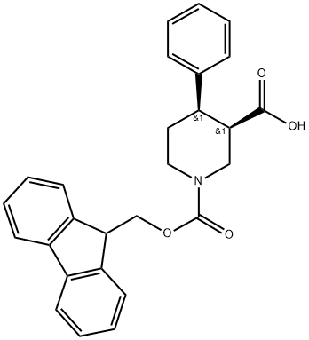 Racemic Fmoc-cis-4-phenylpiperidine-3-carboxylic acid 结构式