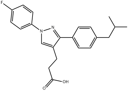 3-(1-(4-Fluorophenyl)-3-(4-isobutylphenyl)-1H-pyrazol-4-yl)propanoic acid 结构式
