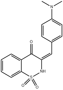 (3E)-3-[4-(DIMETHYLAMINO)BENZYLIDENE]-2,3-DIHYDRO-4H-1,2-BENZOTHIAZIN-4-ONE 1,1-DIOXIDE 结构式