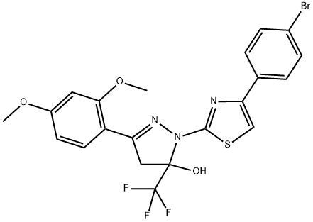 1-[4-(4-BROMOPHENYL)-1,3-THIAZOL-2-YL]-3-(2,4-DIMETHOXYPHENYL)-5-(TRIFLUOROMETHYL)-4,5-DIHYDRO-1H-PYRAZOL-5-OL 结构式