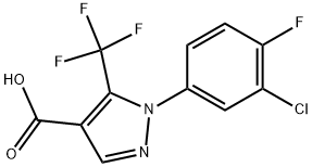 1-(3-CHLORO-4-FLUOROPHENYL)-5-(TRIFLUOROMETHYL)-1H-PYRAZOLE-4-CARBOXYLIC ACID 结构式