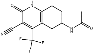 6-ACETYLAMINO-3-CYANO-5,6,7,8-TETRAHYDRO-4-TRIFLUOROMETHYL-2(1H)-QUINOLONE 结构式