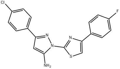 3-(4-CHLOROPHENYL)-1-[4-(4-FLUOROPHENYL)-1,3-THIAZOL-2-YL]-1H-PYRAZOL-5-AMINE 结构式