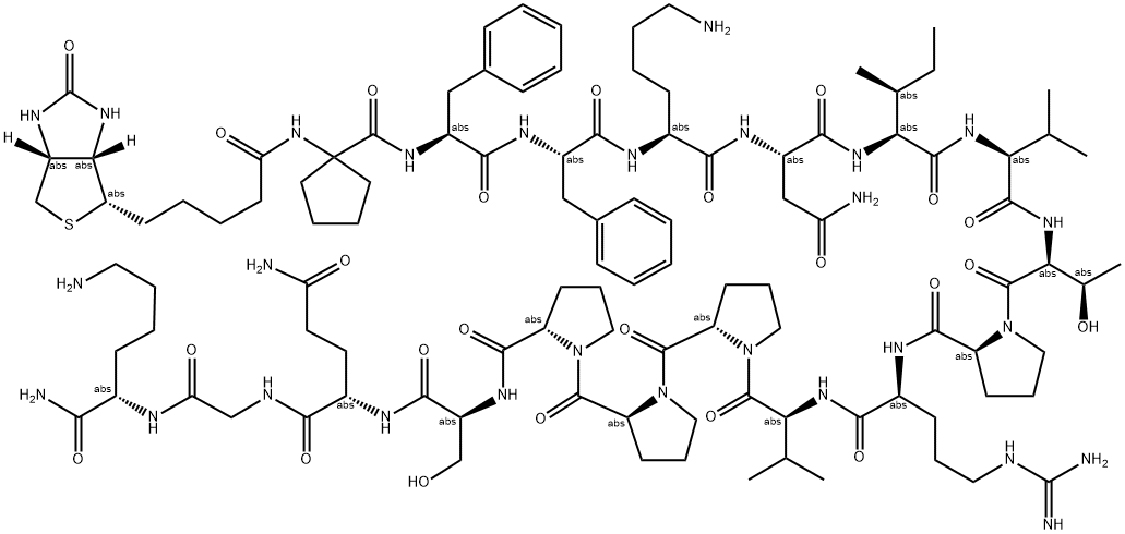 BIOTIN-LC-PHE-PHE-LYS-ASN-ILE-VAL-THR-PRO-ARG-THR-PRO-PRO-PRO-SER-GLN-GLY-LYS-NH2 结构式
