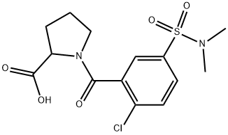 1-[2-CHLORO-5-[(DIMETHYLAMINO)SULFONYL]BENZOYL]PYRROLIDINE-2-CARBOXYLIC ACID 结构式