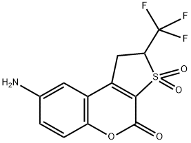 8-AMINO-1,2-DIHYDRO-2-TRIFLUOROMETHYL-4H-THIENO-[2,3-C]-CHROMENE-3,3,4-TRIONE 结构式