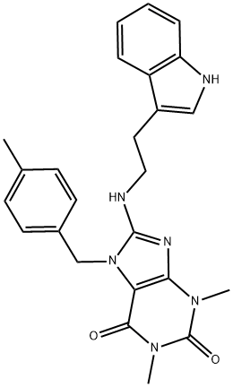 7-(4-METHYLBENZYL)-8-{[2-(1H-INDOL-3-YL)ETHYL]AMINO}-1,3-DIMETHYL-3,7-DIHYDRO-1H-PURINE-2,6-DIONE 结构式