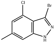 3-BROMO-4-CHLORO-6-METHYL-(1H)INDAZOLE 结构式