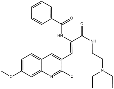 (Z)-N-(1-(2-CHLORO-7-METHOXYQUINOLIN-3-YL)-3-(2-(DIETHYLAMINO)ETHYLAMINO)-3-OXOPROP-1-EN-2-YL)BENZAMIDE 结构式