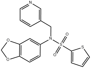 BENZO[3,4-D]1,3-DIOXOLEN-5-YL(3-PYRIDYLMETHYL)(2-THIENYLSULFONYL)AMINE 结构式