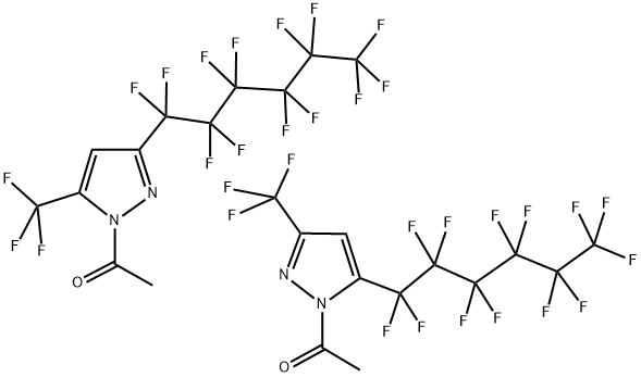 1-ACETYL-3(5)-(TRIDECAFLUORO-1-HEXYL)-5(3)-(TRIFLUORMETHYL)PYRAZOLE 结构式