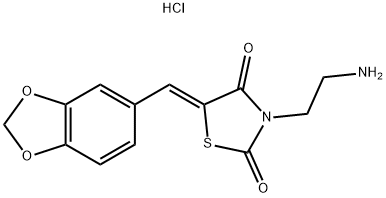 (5Z)-3-(2-AMINOETHYL)-5-(1,3-BENZODIOXOL-5-YLMETHYLENE)-1,3-THIAZOLIDINE-2,4-DIONE HYDROCHLORIDE 结构式