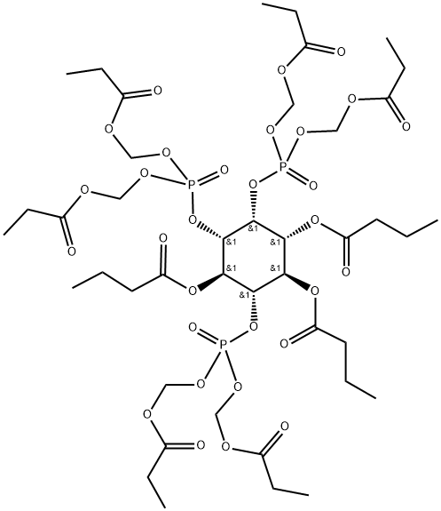 1,4,6-Tri-O-butyryl-myo-inositol 2,3,5-trisphosphate-hexakis(propionoxymethyl) ester 结构式