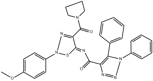 (Z)-N-(2-(4-METHOXYPHENYL)-4-(PYRROLIDINE-1-CARBONYL)-1,2,3-THIADIAZOL-5(2H)-YLIDENE)-1,5-DIPHENYL-1H-1,2,3-TRIAZOLE-4-CARBOXAMIDE 结构式