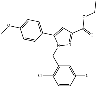 Ethyl 1-(2,5-dichlorobenzyl)-5-(4-methoxyphenyl)-1H-pyrazole-3-carboxylate 结构式