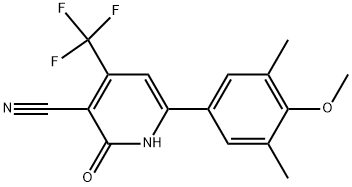 4-(TRIFLUOROMETHYL)-1,2-DIHYDRO-6-(4-METHOXY-3,5-DIMETHYLPHENYL)-2-OXOPYRIDINE-3-CARBONITRILE 结构式