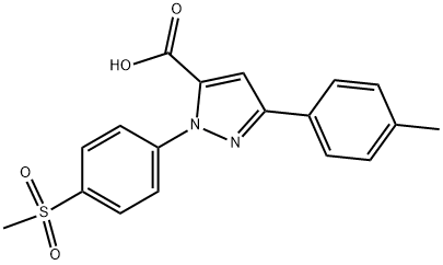 1-(4-(METHYLSULFONYL)PHENYL)-3-P-TOLYL-1H-PYRAZOLE-5-CARBOXYLIC ACID 结构式