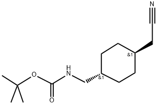 TRANS-4-BOC-AMINOMETHYL-1-CYCLOHEXANE ACETONITRILE 结构式