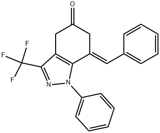 7-(E)-BENZYLIDENE-4,5,6,7-TETRAHYDRO-5-OXO-1-PHENYL-3-TRIFLUOROMETHYL-1H-INDAZOLE 结构式